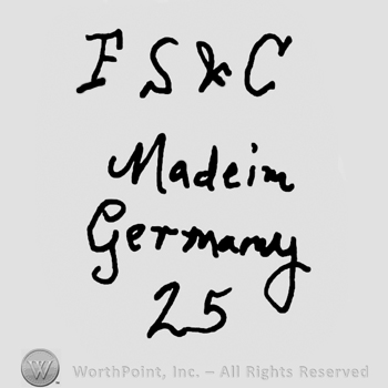 Uppercase FS&C over Made in Germany handwritten with lowercase letters and number 25 written below