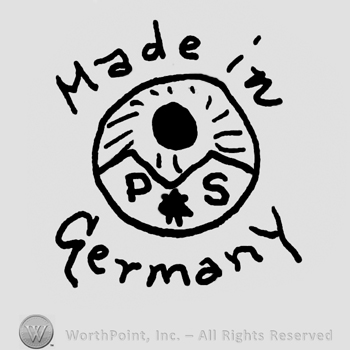 Made in Germany written with lowercase letters around a circle with a sun rising over uppercase P and S and the star of David between them