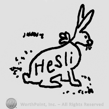 Rabbit with Hesli written with lowercase letters on his body