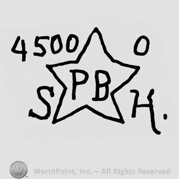 Number 4500 and 0 along with uppercase S and H written around a star with uppercase PB written inside