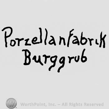 Porzellanfabrik Burggrub written with lowercase letters