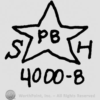 Uppercase PB inside a star, uppercase S and H on the sides of the star over number 4000 minus 8
