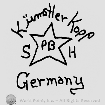 Kumotter Kopp written with lowercase letters over a star with uppercase PB inside, uppercase S and H written on sides, Germany written below with lowercase letters