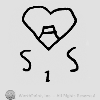 Uppercase A inside a heart, uppercase S, number 1 and uppercase S written below