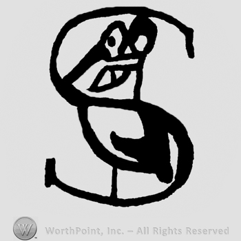 Stylized human standing on an uppercase S