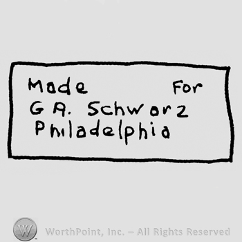 Made for G.R. Schwarz Philadelphia written with lowercase letters inside a rectangle