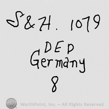 Uppercase S&H followed by number 1079 over Dep written with uppercase letters, Germany written with lowercase letters over number 8