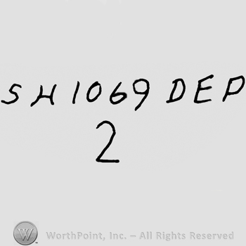 Uppercase SH, number 1069, Dep written with uppercase letters over number 2