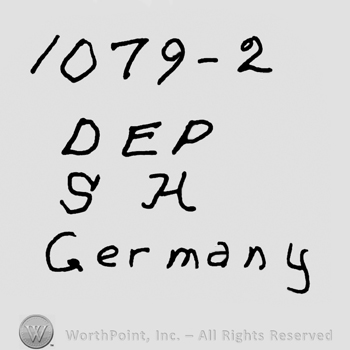 Number 1079 minus 2 over Dep written with uppercase letters, uppercase SH over Germany written with lowercase letters