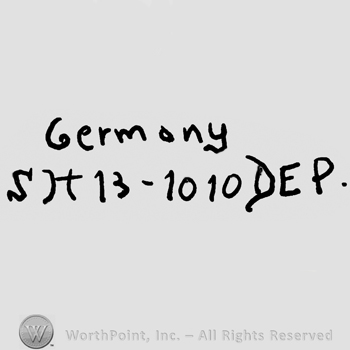 Germany written with lowercase letters over uppercase SH and number 13 minus number 1010 and Dep written with uppercase letters