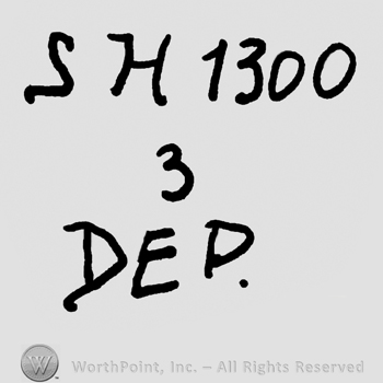Uppercase SH and number 1300 over number 3 and uppercase DEP.
