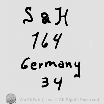 Uppercase S&H over number 164, Germany written with lowercase letters over number 34