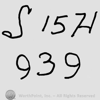 Uppercase S, number 15, uppercase H over number 939