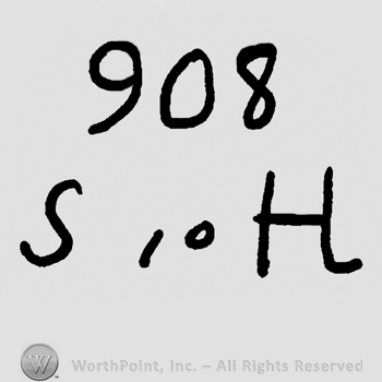 Number 908 over uppercase S, number 10 and uppercase H