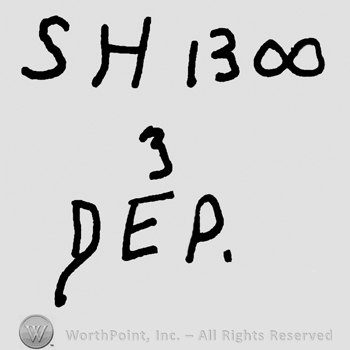 Uppercase SH and number 1300 over number 3 and uppercase DEP.