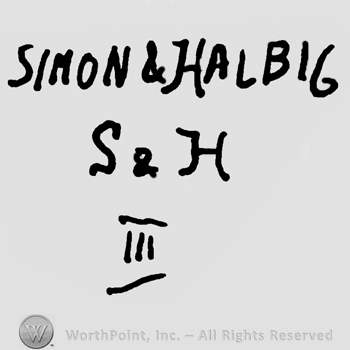 Simon & Halbig written with uppercase letters over uppercase S&H and number 3 in roman writing