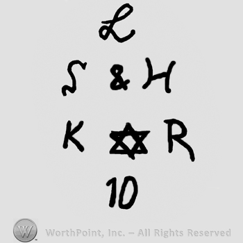 Uppercase handwritten L over uppercase S&H, uppercase K and R with the star of David in between over number 19