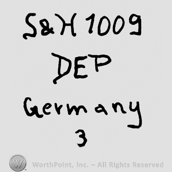 Uppercase S&H and number 1009 over uppercase DEP, Germany written with lowercase letters over number 3