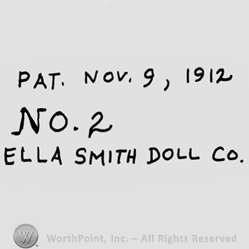 Pat. Nov. 9, 1912, No. 2 Ella Smith Doll Co.written with uppercase letters