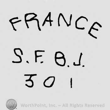 France S.F.B.J. Written with uppercase letters over number 301