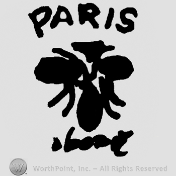 Paris written with uppercase letters over a stylized flower