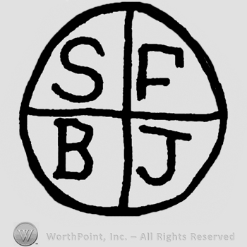 Uppercase SFBJ written inside a circle divided in four by two perpendicular lines