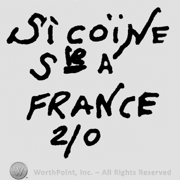 Sicoine written with uppercase letters over uppercase S and A, France written with uppercase letters over number 2/0