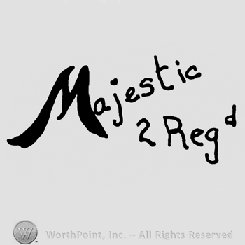 Majestic written with lowercase letters and bold capital M over number 2 and lowercase Regd