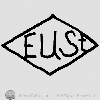 Uppercase E, U and lowercase St.all inside a triangle