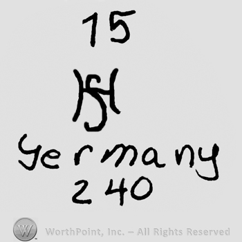 Number 15 over uppercase entwined HS, Germany handwritten below over number 240