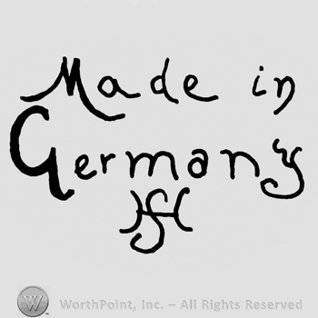 Made in Germany written with lowercase letters over uppercase handwritten HS