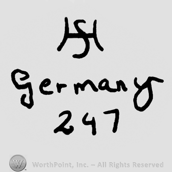 Uppercase handwritten entwined HS over Germany written with lowercase letters and number 247
