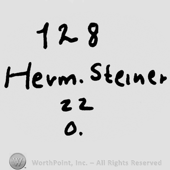Number 128 over Herm. Steiner written with lowercase letters, numbers 22 and 0 below