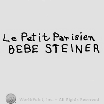 Le Petit Parisien written with lowercase letters over Bebe Steiner written with uppercase letters