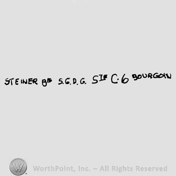Steiner BTE S.G.D.G. Ste. C 6 Bourgoin written with uppercase letters
