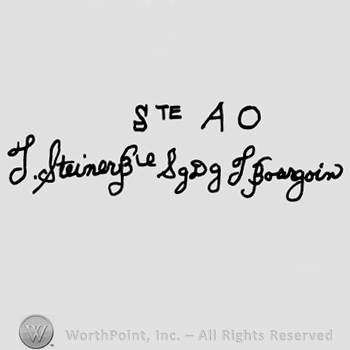 Ste AO written with uppercase letters over J. Steiner SGDG L. Bourgoin handwritten with lowercase letters