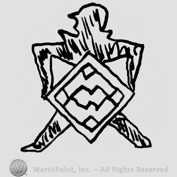 Stylized human holding a diamond with a line pattern inside
