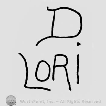 Uppercase D over Lori written with uppercase letters