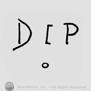 Uppercase D I P over a small circle