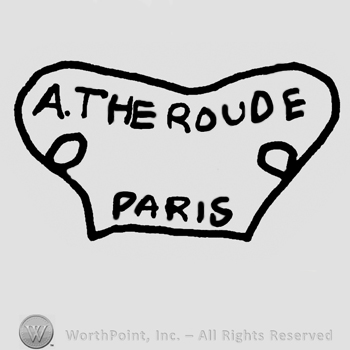 A. Theroude Paris written with uppercase letters on a trapeze-shaped design, two small circles on the sides