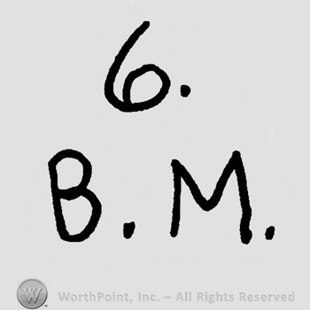 Number 6 over uppercase B.M.