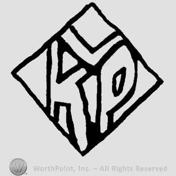 Uppercase V over uppercase KP, all inside a diamond