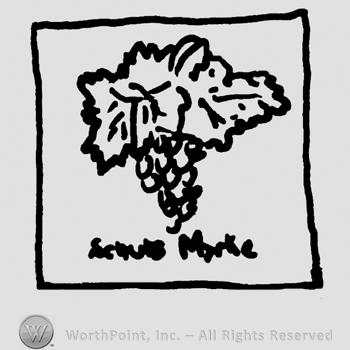 Grape with leaf, Schutz Marke written below with lowercase letters, all inside a square