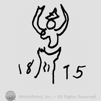 Stylized human over a stand, number 18 and 15 written on the left and on the right side of the stand