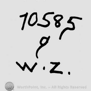Number 10585 over number 9 and uppercase W.Z.
