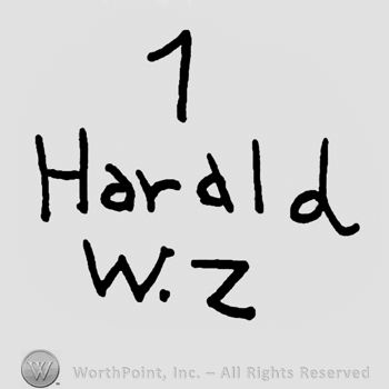 Number 1 over Harald written with lowercase letters, uppercase W.Z. written below