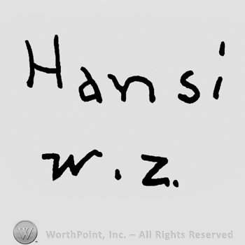 Hansi written with lowercase letters over uppercase W.Z.