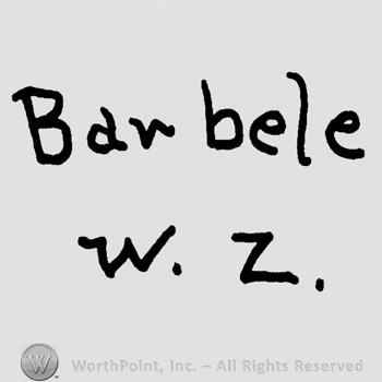 Barbele written with lowercase letters over uppercase W.Z.