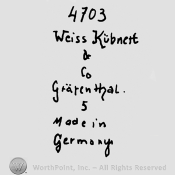 Number 4703 over Weiss Kuhnert & Co Grasenthal, number 5 and Made in Germany, all written with lowercase letters