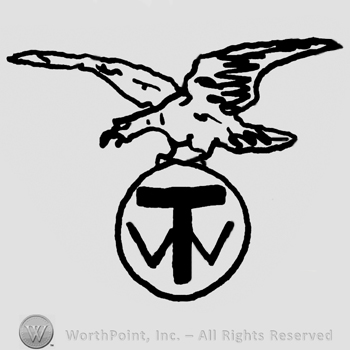 Eagle holding a circle with uppercase TW